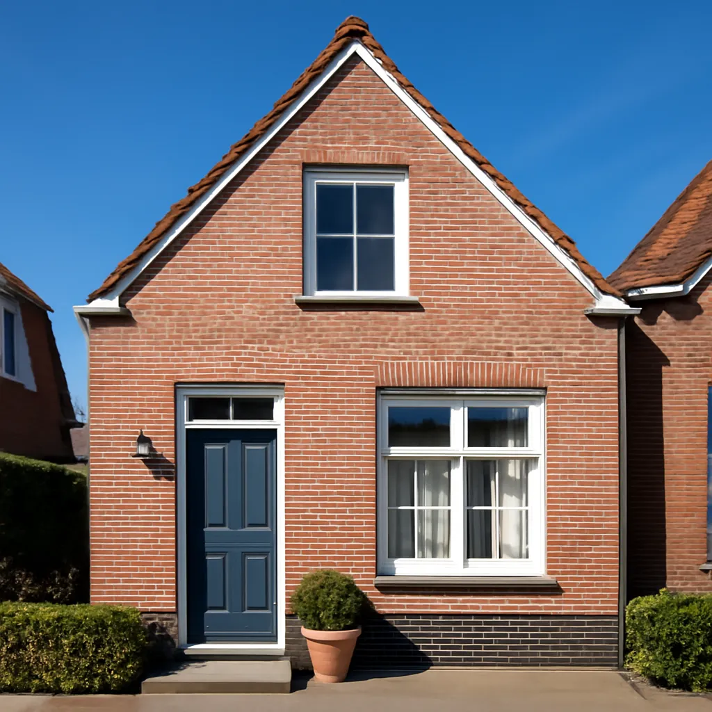 Goed onderhouden schone bakstenen gevel van een woning in Nederland